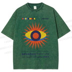 Unisex Bauhaus Geometric Eyes Printed Washed Tee