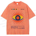 Unisex Bauhaus Geometric Eyes Printed Washed Tee