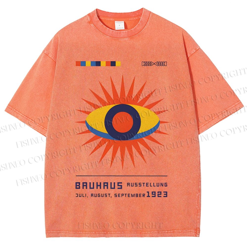Unisex Bauhaus Geometric Eyes Printed Washed Tee