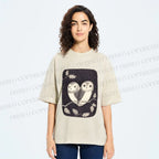 Unisex Cute Owls in Love Printed Washed Tee
