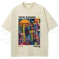 Unisex Yayoi Kusama Mushrooms Printed Washed Tee