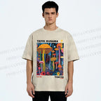 Unisex Yayoi Kusama Mushrooms Printed Washed Tee