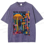 Unisex Yayoi Kusama Mushrooms Printed Washed Tee