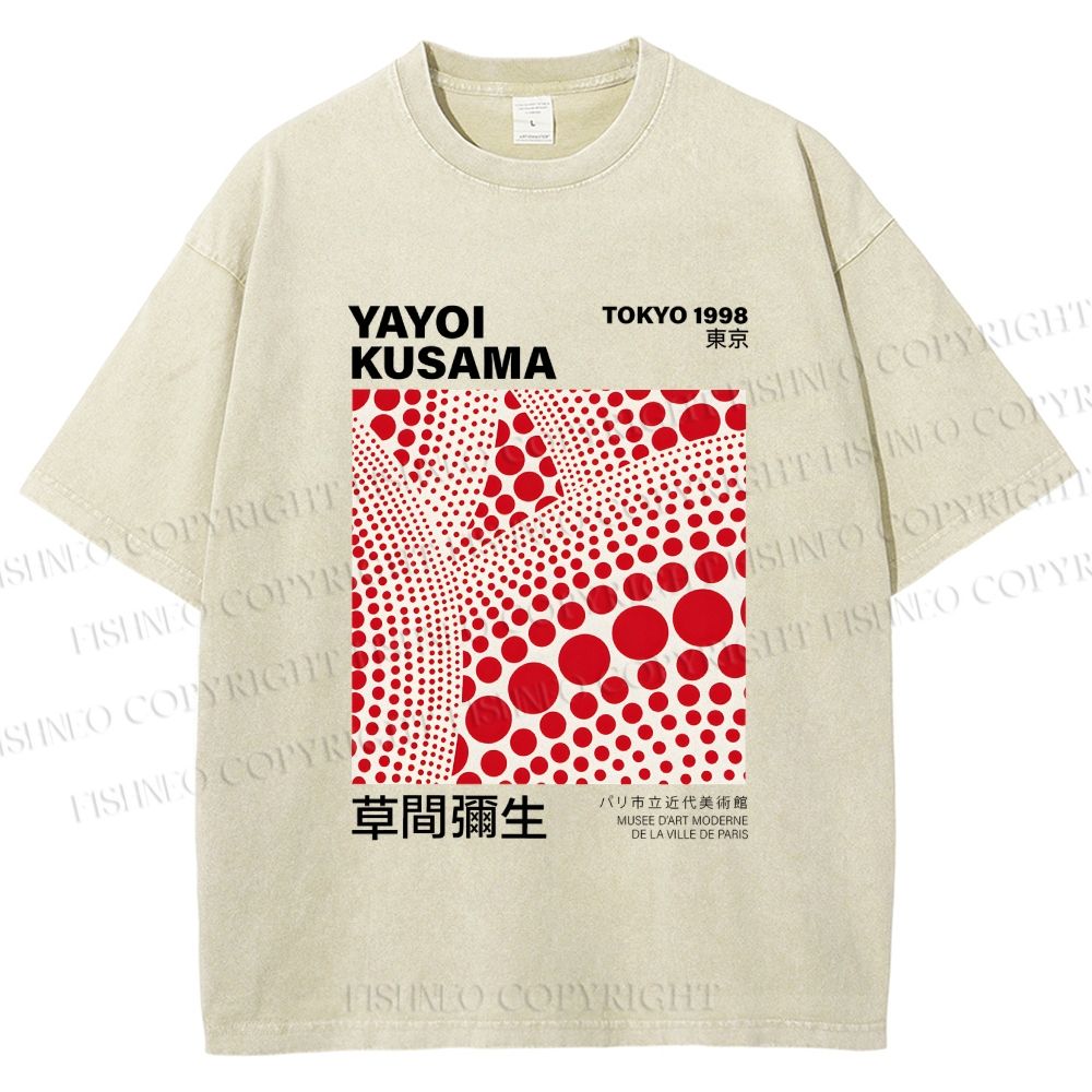 Unisex Yayoi Kusama Polka Dot Printed Washed Tee
