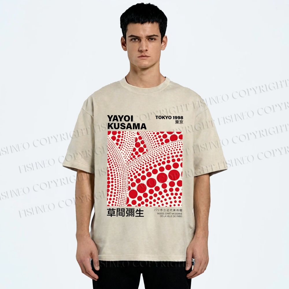 Unisex Yayoi Kusama Polka Dot Printed Washed Tee