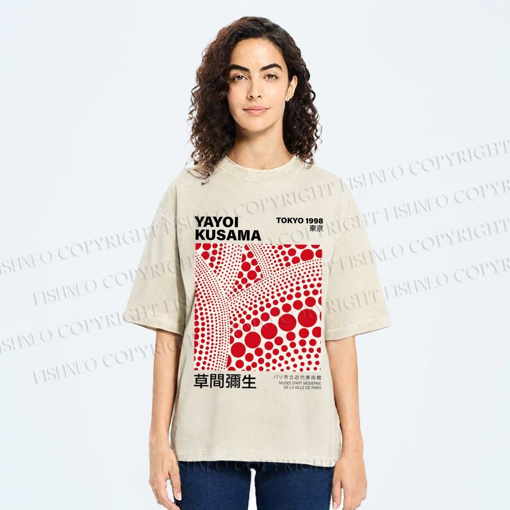 Unisex Yayoi Kusama Polka Dot Printed Washed Tee
