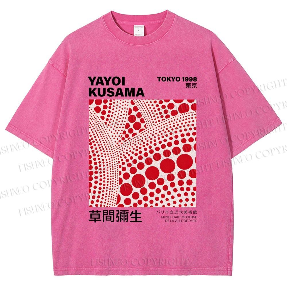 Unisex Yayoi Kusama Polka Dot Printed Washed Tee