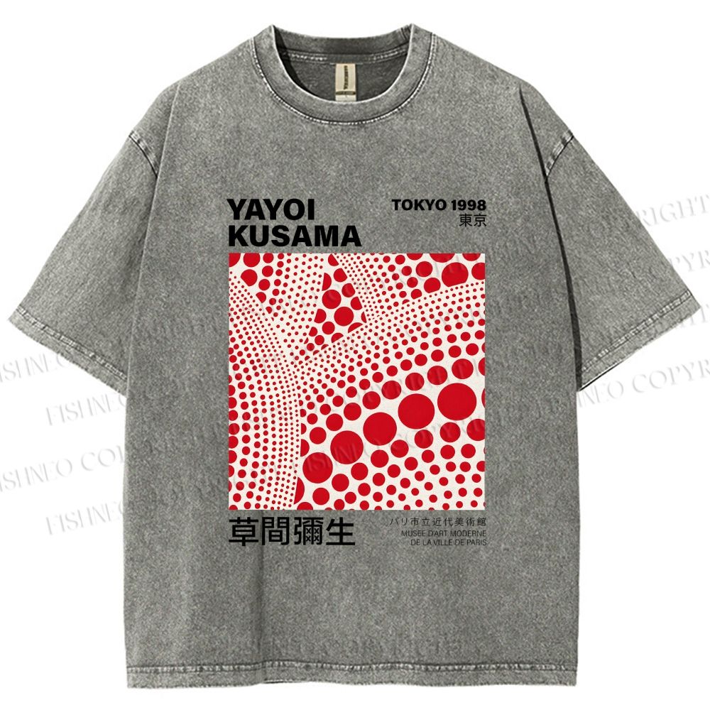 Unisex Yayoi Kusama Polka Dot Printed Washed Tee