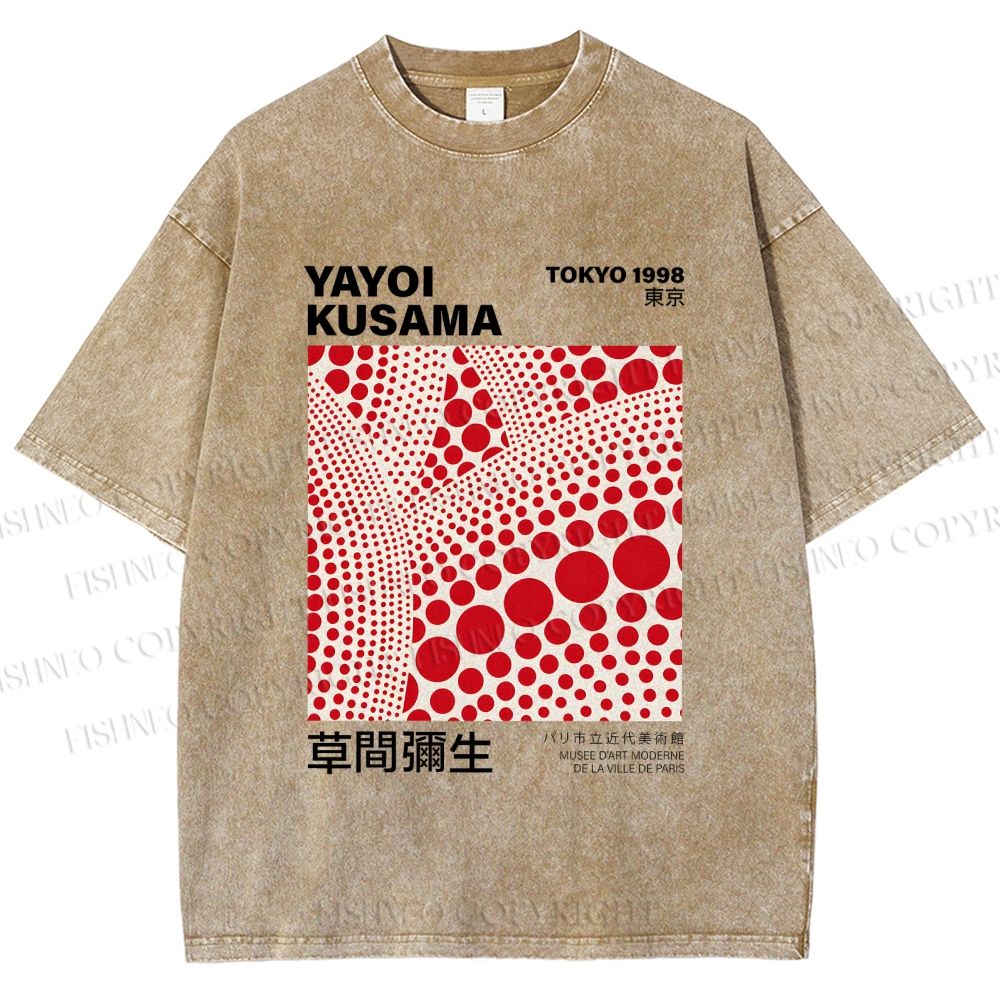 Unisex Yayoi Kusama Polka Dot Printed Washed Tee