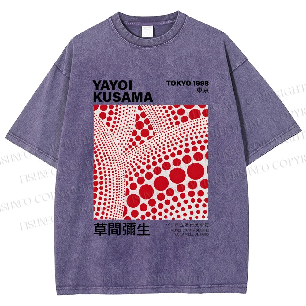 Unisex Yayoi Kusama Polka Dot Printed Washed Tee