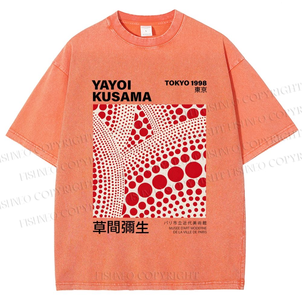 Unisex Yayoi Kusama Polka Dot Printed Washed Tee