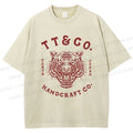 Unisex Japan Tiger Printed Washed Tee