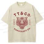 Unisex Japan Tiger Printed Washed Tee