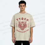 Unisex Japan Tiger Printed Washed Tee