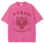 Unisex Japan Tiger Printed Washed Tee