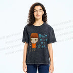 Unisex Yoshitomo Nara Don't Mind My Girl Printed Washed Tee