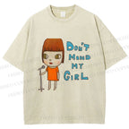 Unisex Yoshitomo Nara Don't Mind My Girl Printed Washed Tee