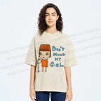 Unisex Yoshitomo Nara Don't Mind My Girl Printed Washed Tee