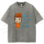 Unisex Yoshitomo Nara Don't Mind My Girl Printed Washed Tee