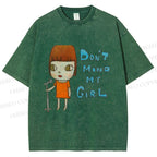 Unisex Yoshitomo Nara Don't Mind My Girl Printed Washed Tee