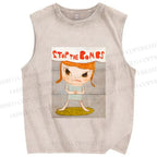 Unisex Yoshitomo Nara Stop The Bombs Printed Washed Tank Top