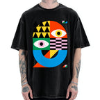 Unisex Bauhaus Art Eye Printed Washed Tee