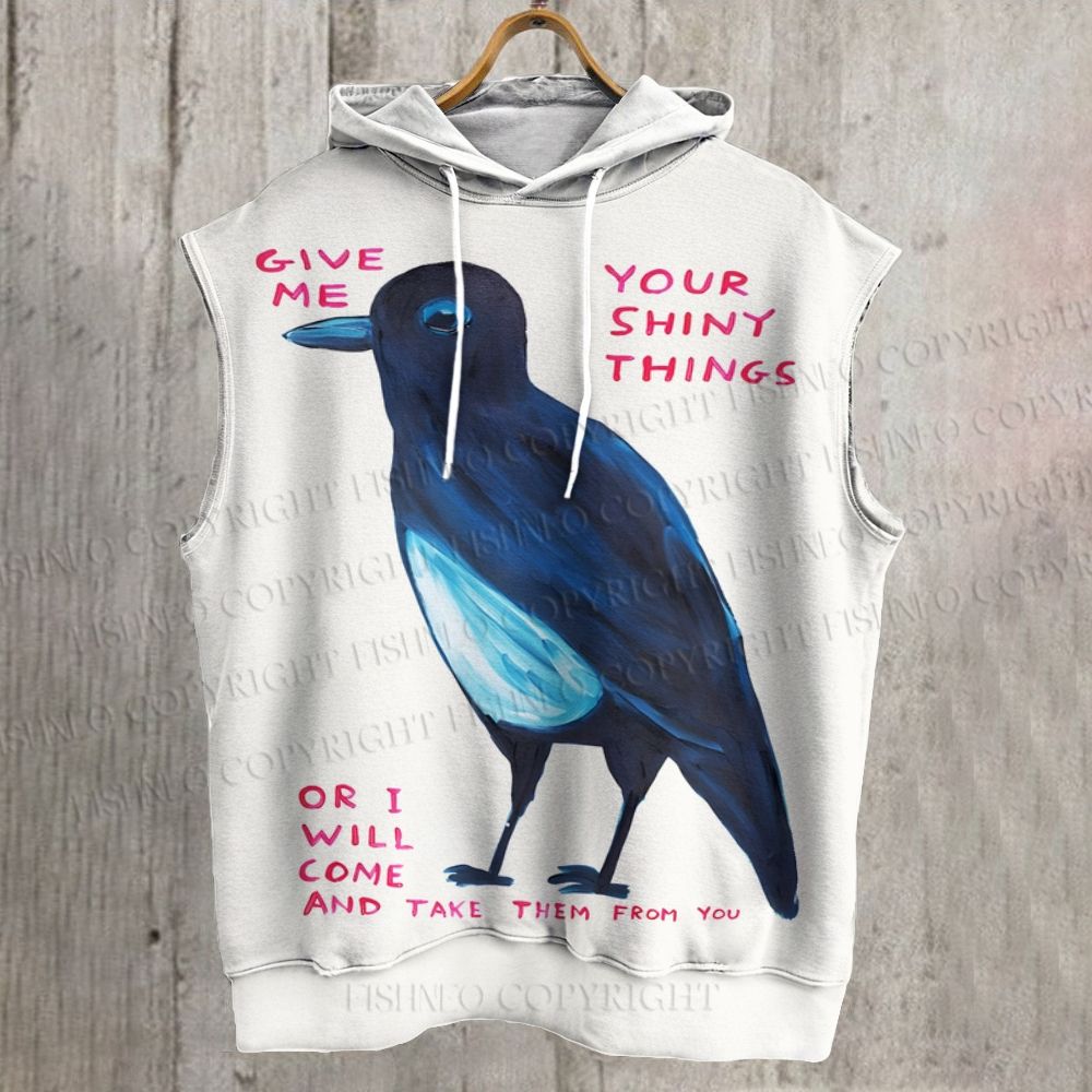 Unisex Give Me Bird Printed Sleeveless Hoodie
