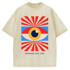 Unisex Bauhaus Abstract Eye Printed Washed Tee