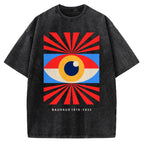 Unisex Bauhaus Abstract Eye Printed Washed Tee