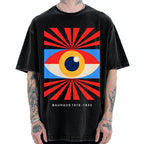 Unisex Bauhaus Abstract Eye Printed Washed Tee