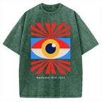 Unisex Bauhaus Abstract Eye Printed Washed Tee