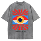 Unisex Bauhaus Abstract Eye Printed Washed Tee