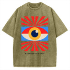 Unisex Bauhaus Abstract Eye Printed Washed Tee
