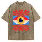 Unisex Bauhaus Abstract Eye Printed Washed Tee