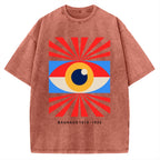 Unisex Bauhaus Abstract Eye Printed Washed Tee