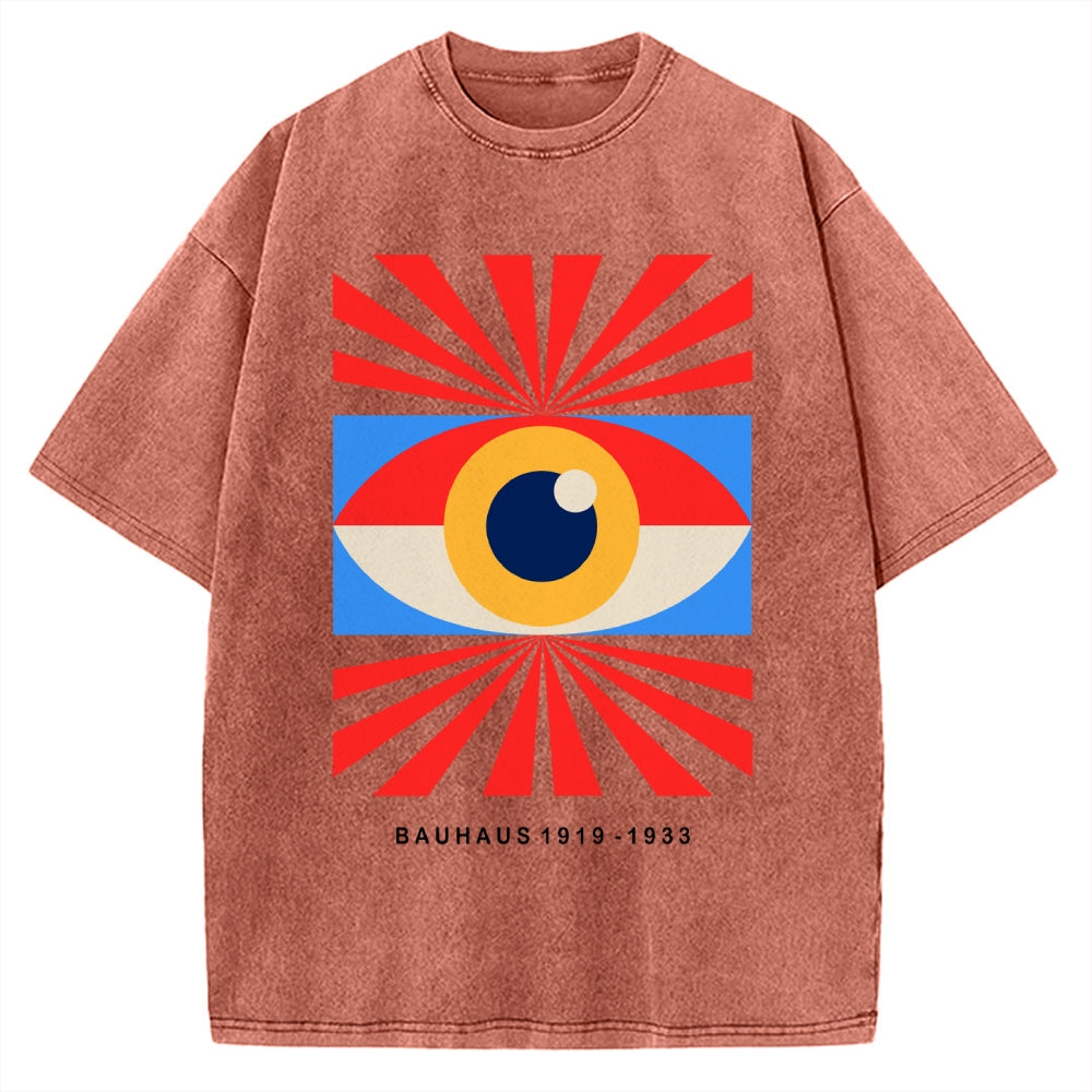 Unisex Bauhaus Abstract Eye Printed Washed Tee