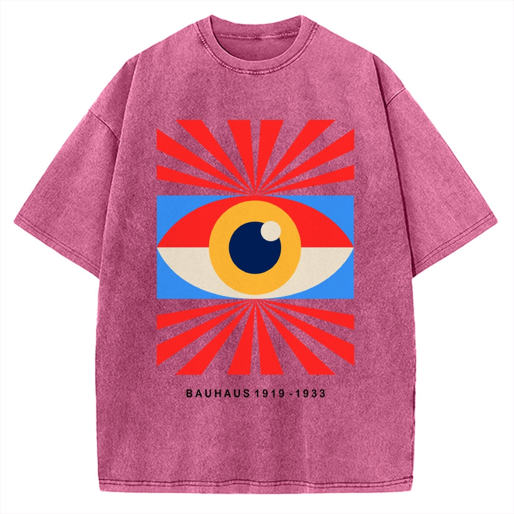 Unisex Bauhaus Abstract Eye Printed Washed Tee