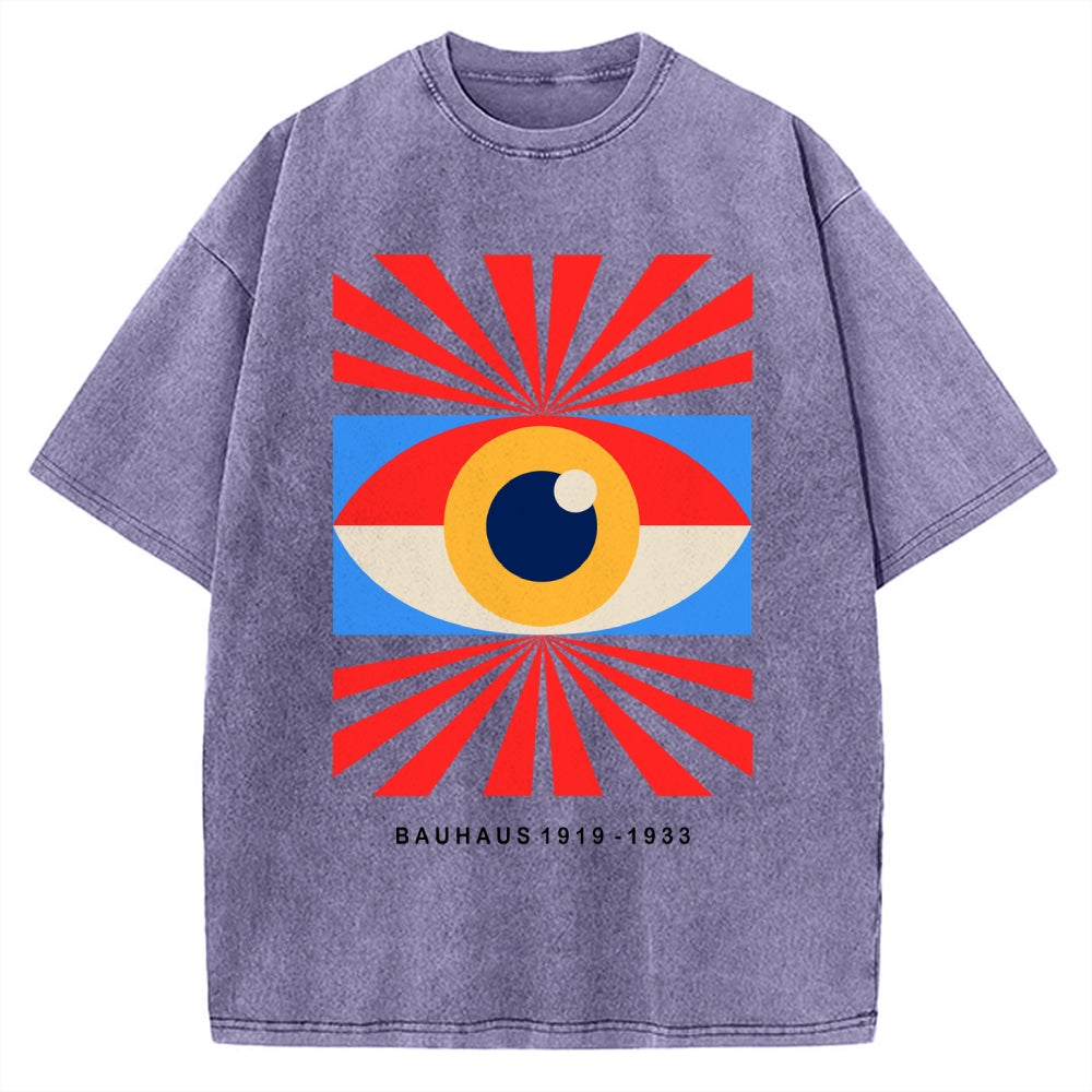 Unisex Bauhaus Abstract Eye Printed Washed Tee
