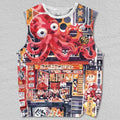 Unisex Japanese Octopus Graffiti Printed Tank Top