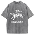 Unisex Vintage Cowgirl Hell Cat Printed Washed Tee