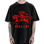Unisex Vintage Cowgirl Hell Cat Printed Washed Tee