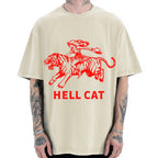 Unisex Vintage Cowgirl Hell Cat Printed Washed Tee