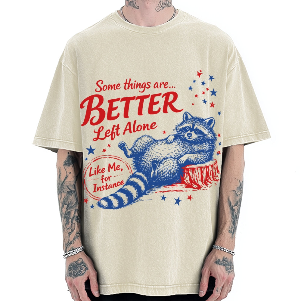 Unisex Raccoon Some Things Are Better Left Alone Vintage Washed T-shirt