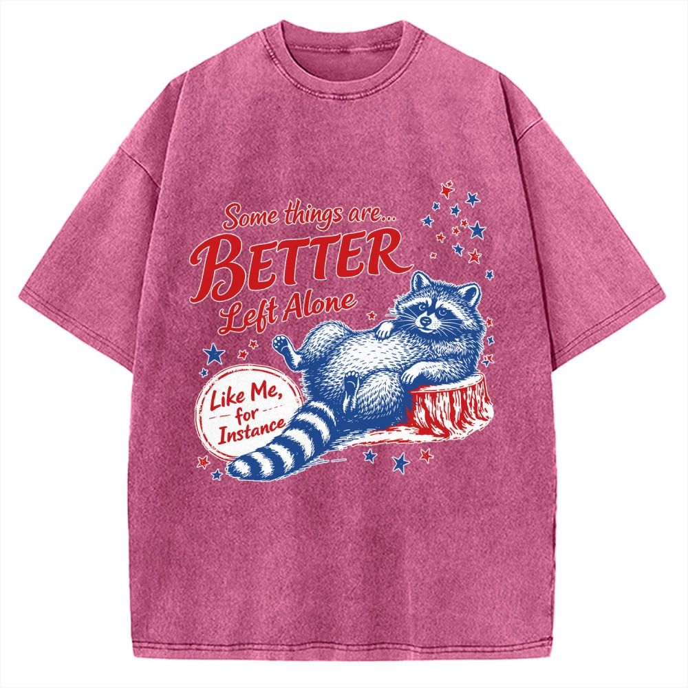Unisex Raccoon Some Things Are Better Left Alone Vintage Washed T-shirt