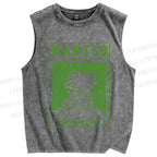 Unisex Wanted For Frog Printed Washed Tank Top