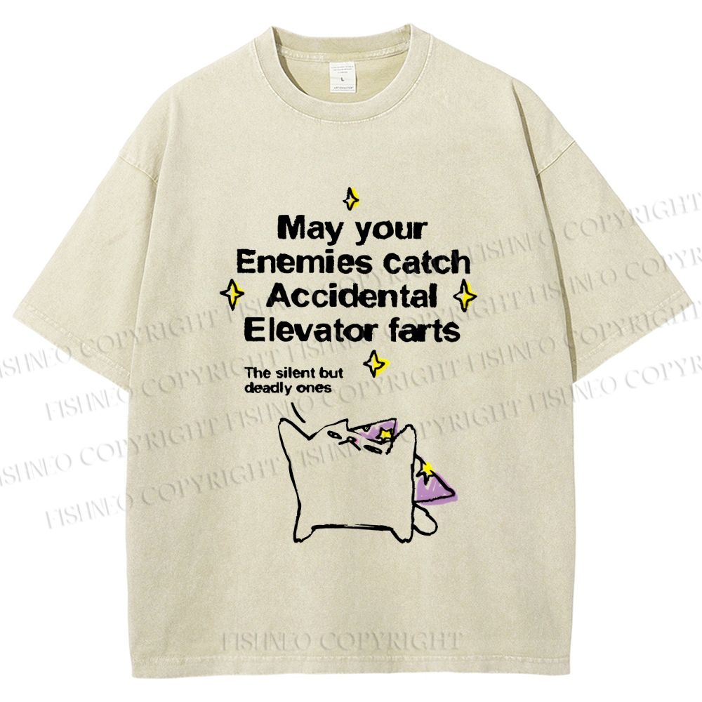 Unisex Your enemies catch silent but deadly farts Cat Printed Washed Tee
