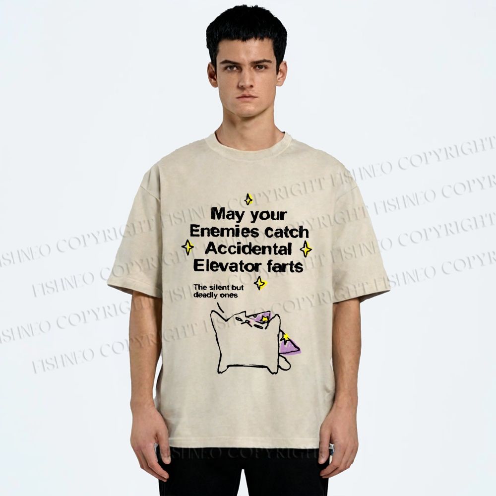 Unisex Your enemies catch silent but deadly farts Cat Printed Washed Tee