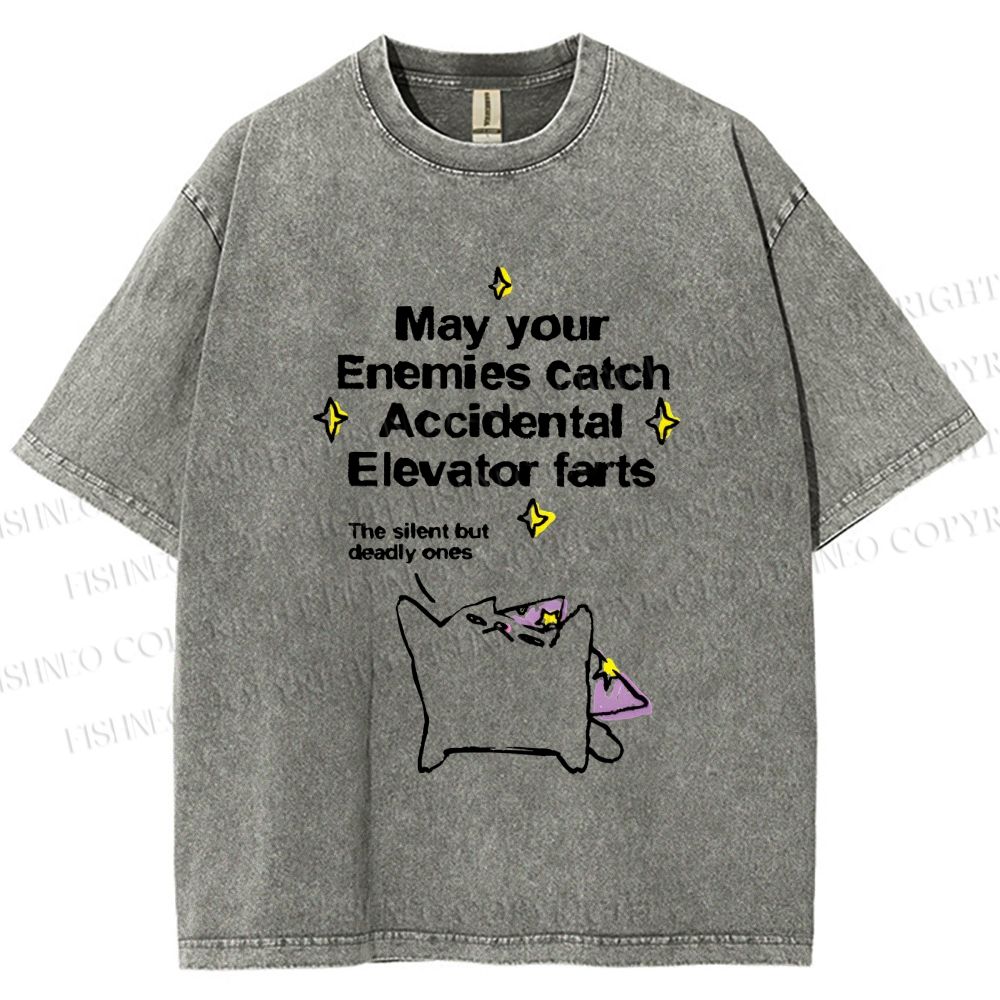 Unisex Your enemies catch silent but deadly farts Cat Printed Washed Tee