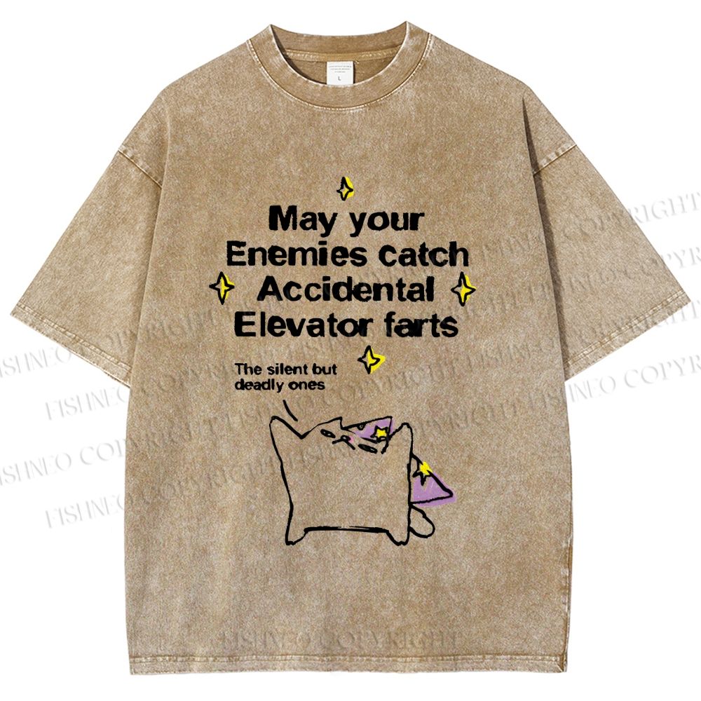 Unisex Your enemies catch silent but deadly farts Cat Printed Washed Tee