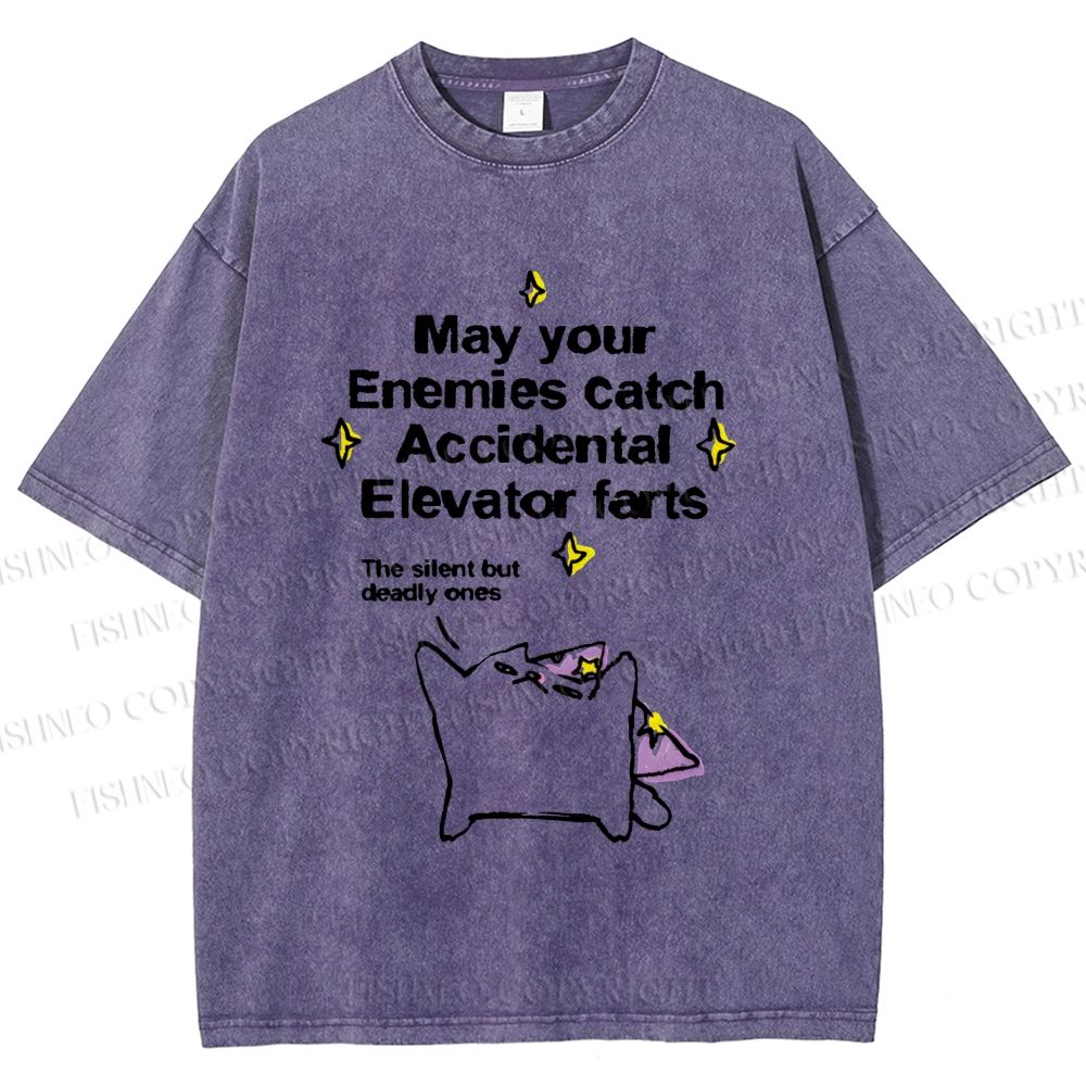 Unisex Your enemies catch silent but deadly farts Cat Printed Washed Tee